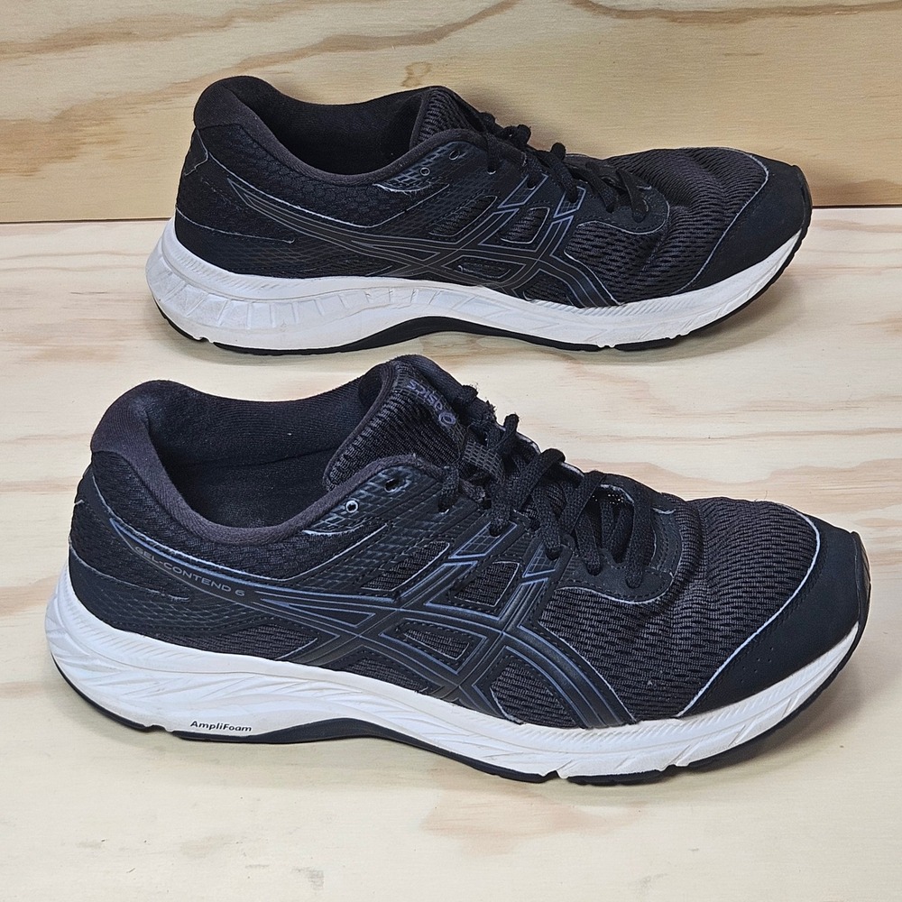 Asics Gel-Contend 6 Mens Black White Running Shoes 1011A667 Size 9